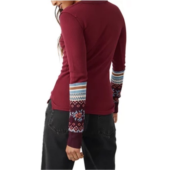 Free People NWT Mikah Layering Cuff Top Wine Combo, L - Picture 2 of 3